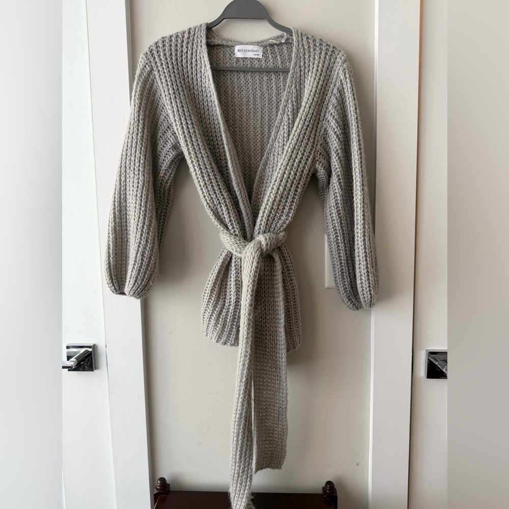 Anthropologie | Self Contrast Gray Knit Wrap Cardigan | One Size